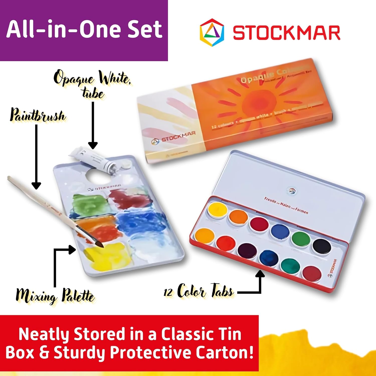 Stockmar Opaque Water colours - 12 colours