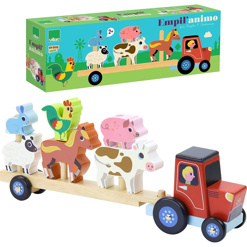 Stacking tractor and trailer w/animals