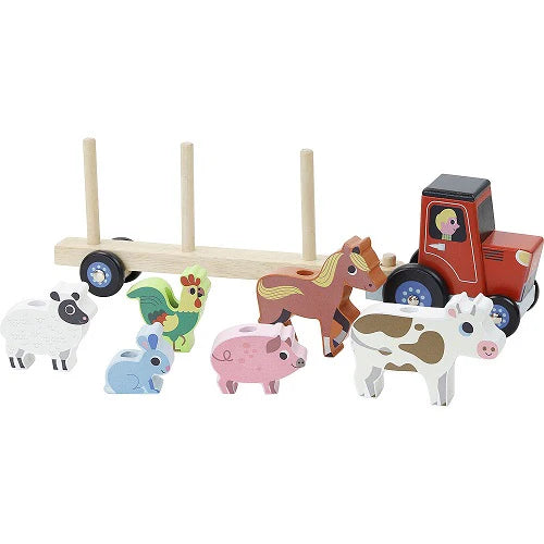 Stacking tractor and trailer w/animals