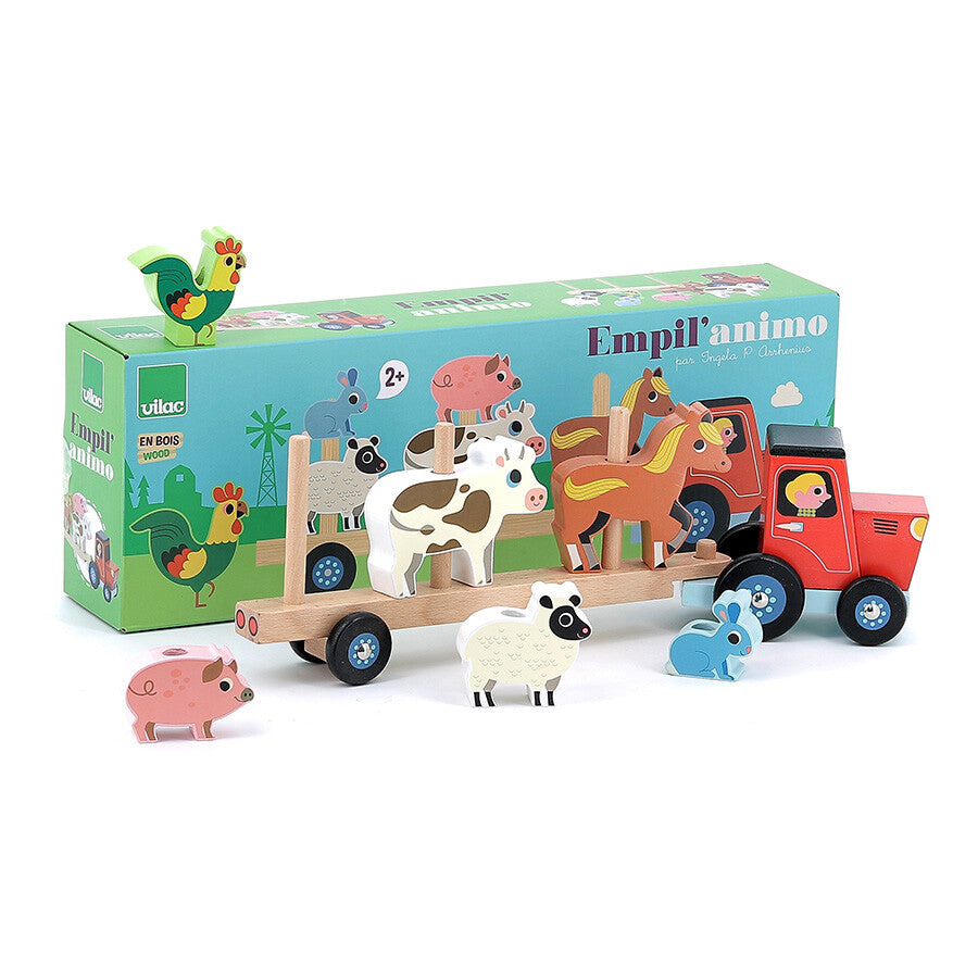 Stacking tractor and trailer w/animals