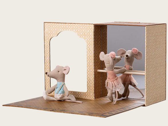 Ballet mice in dance studio, Little sister and brother