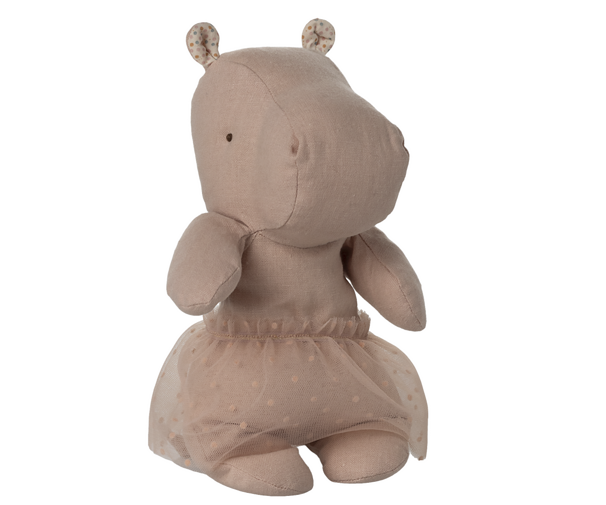 Safari friends, Hippo w. skirt, Small - Soft rose