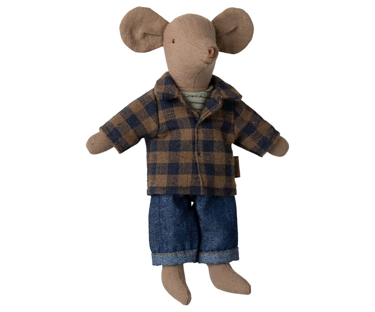 Brown checked shirt and pants, Dad mouse