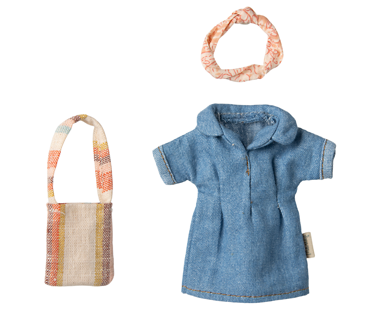 Denim dress and bag, Mum mouse