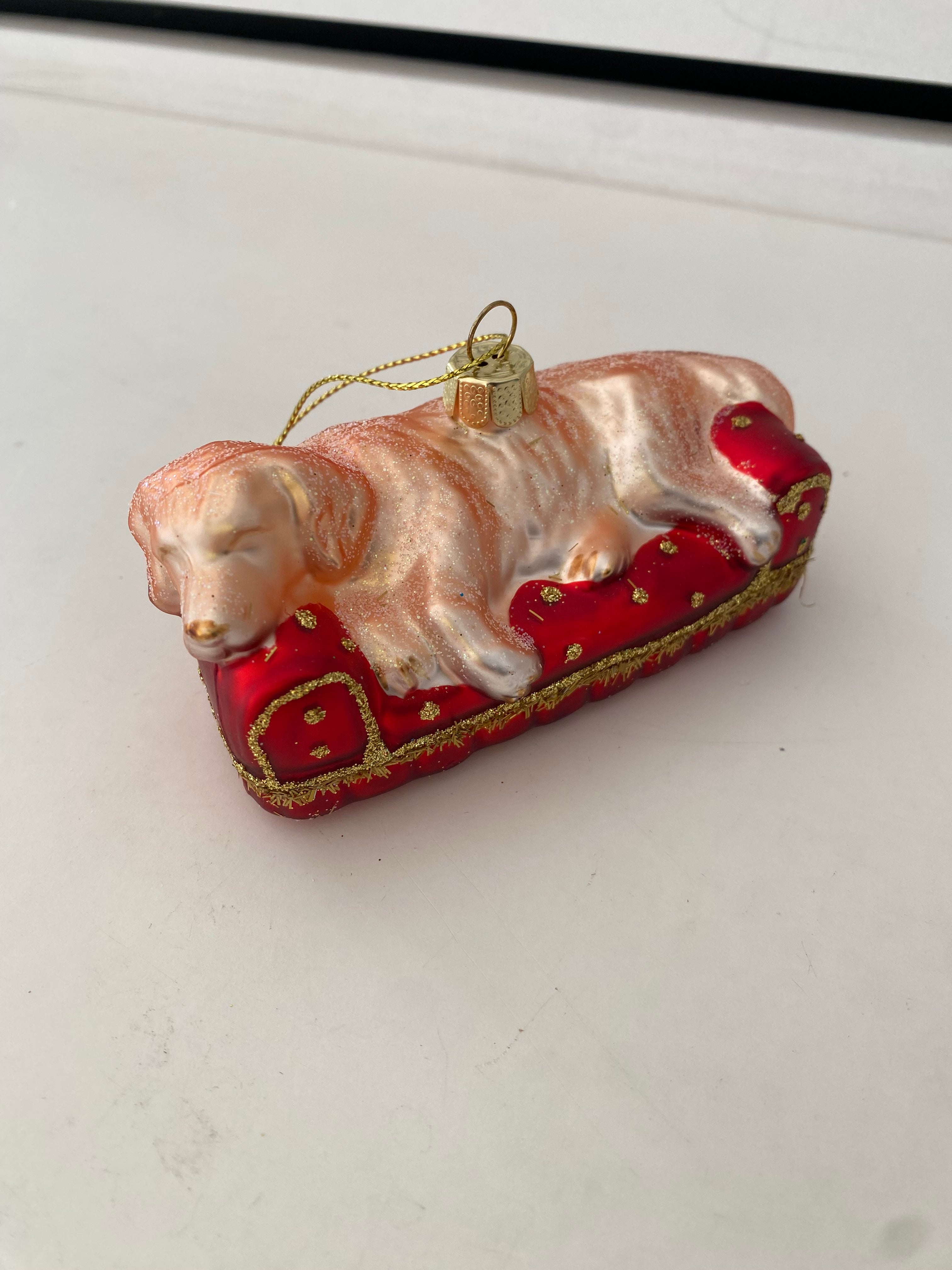 Snoozing Dog Ornament