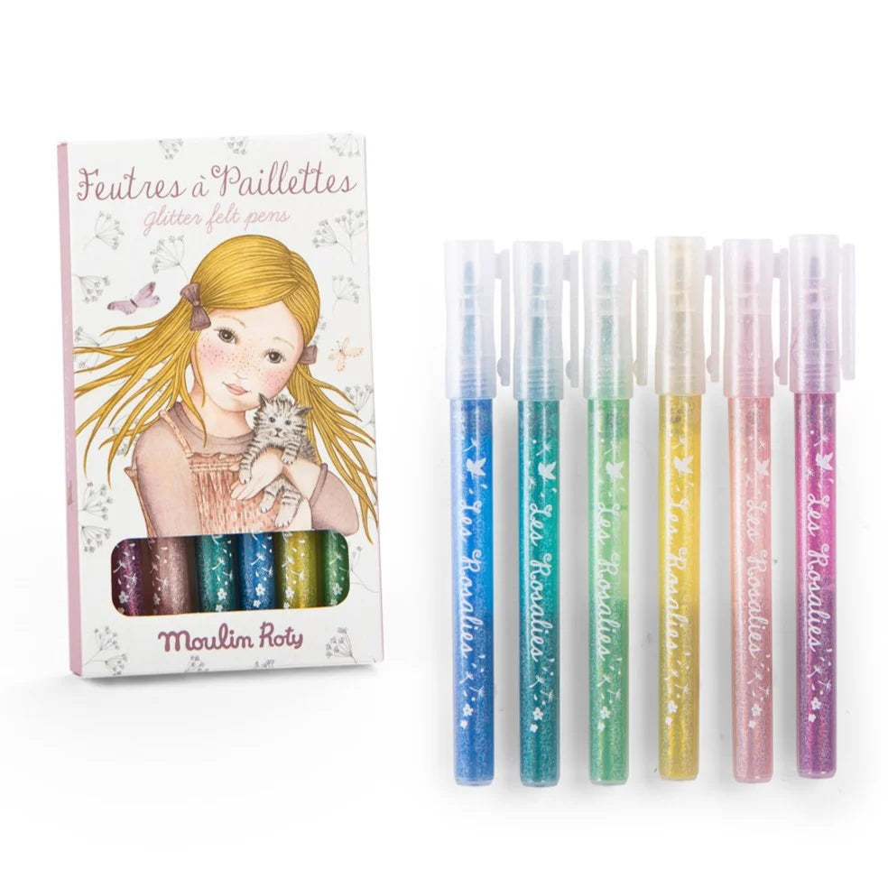 Les Rosalies - 6 Glitter Felt Pens