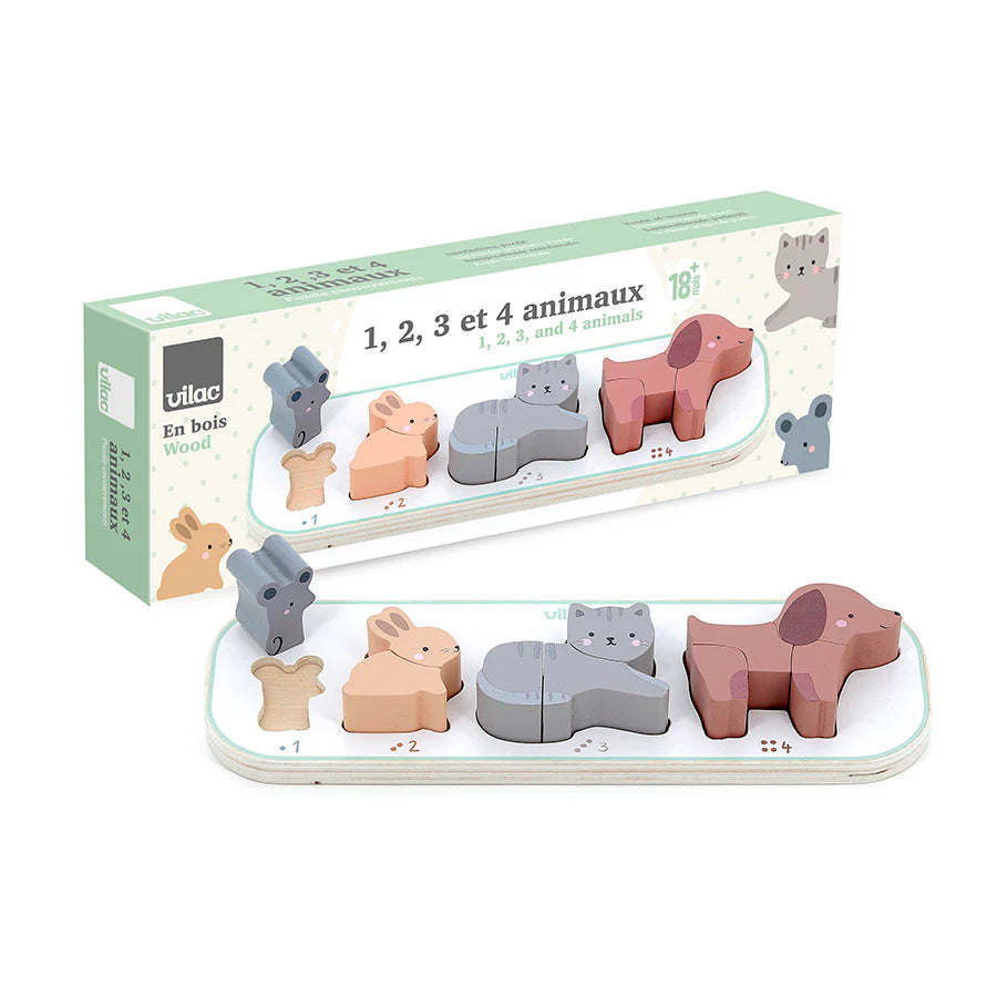 1, 2, 3 and 4 Animals Early Learning Puzzle by Sarah Betz