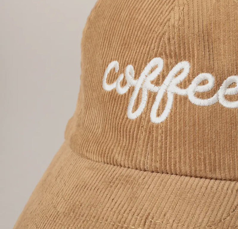 Coffee Embroidered Corduroy Cap