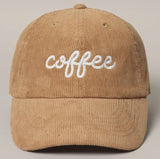 Coffee Embroidered Corduroy Cap