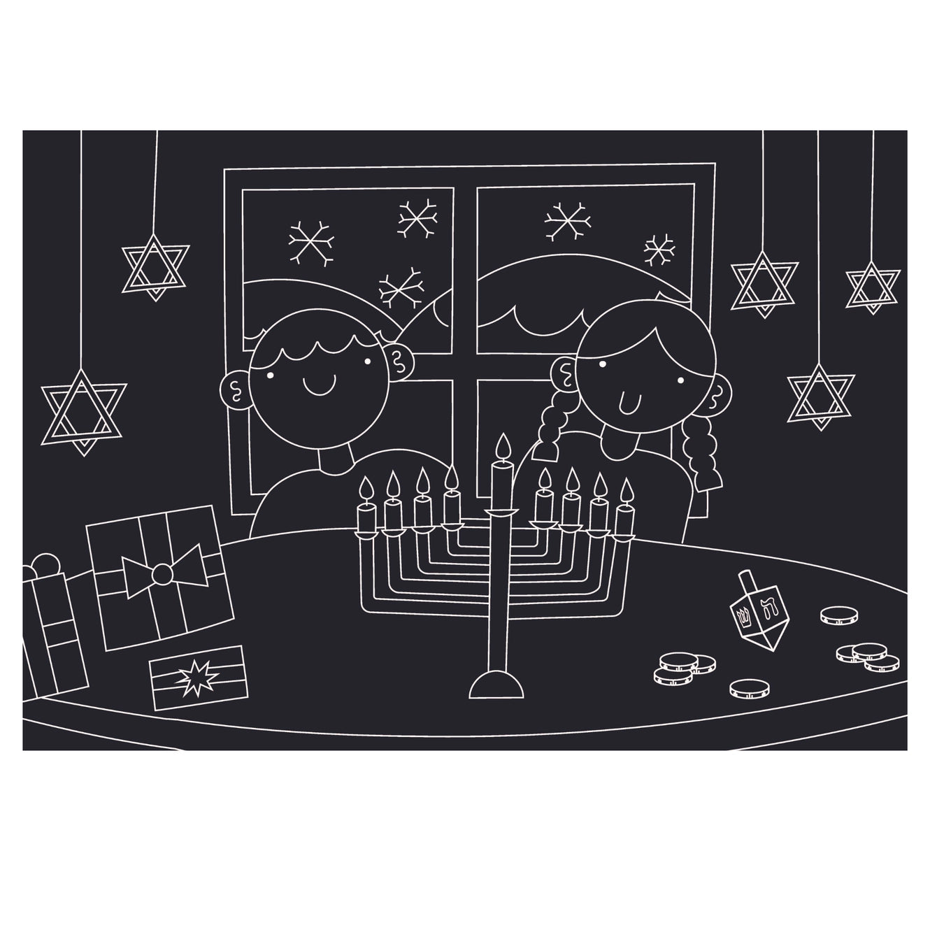 Chalkboard Hanukkah Coloring Placemat