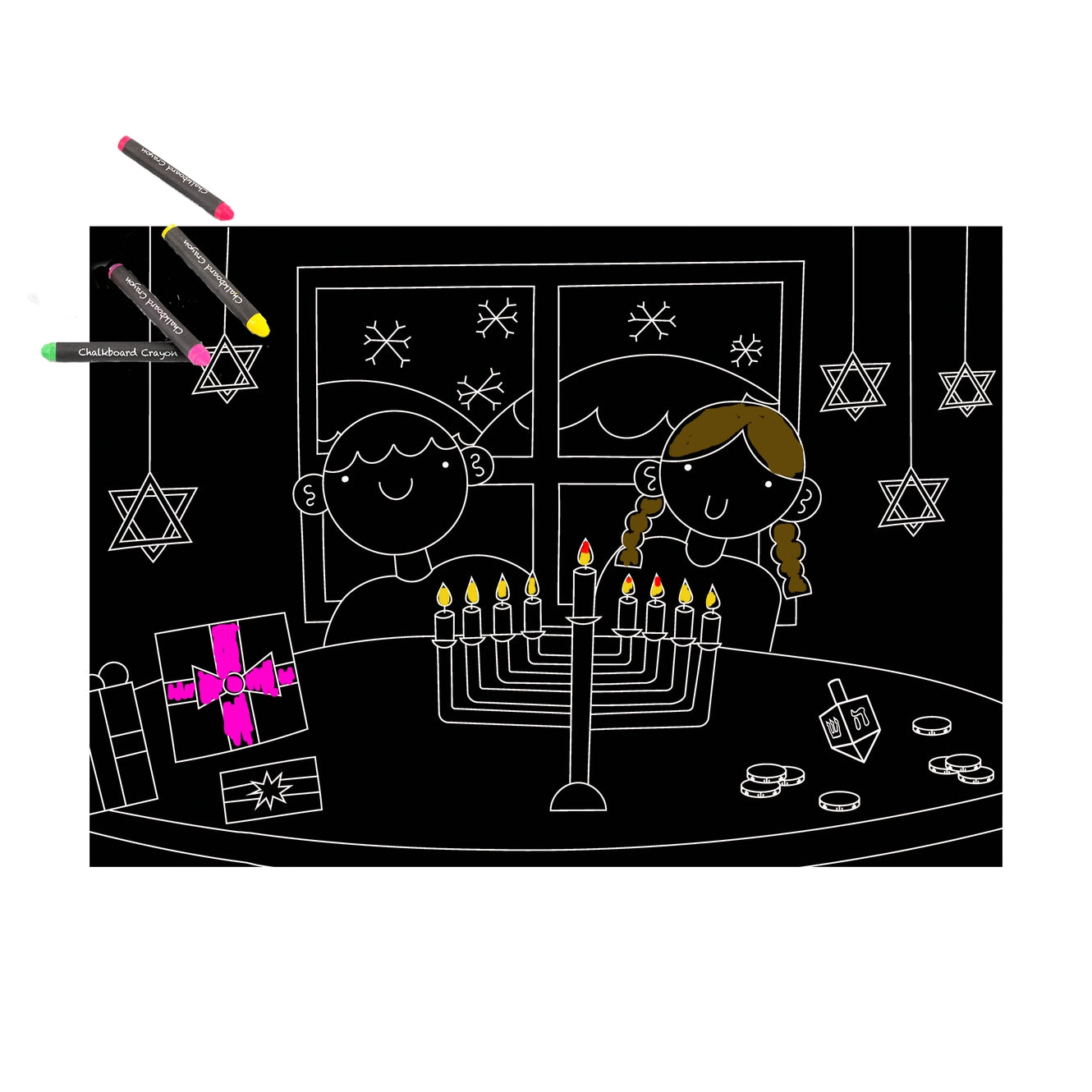 Chalkboard Hanukkah Coloring Placemat