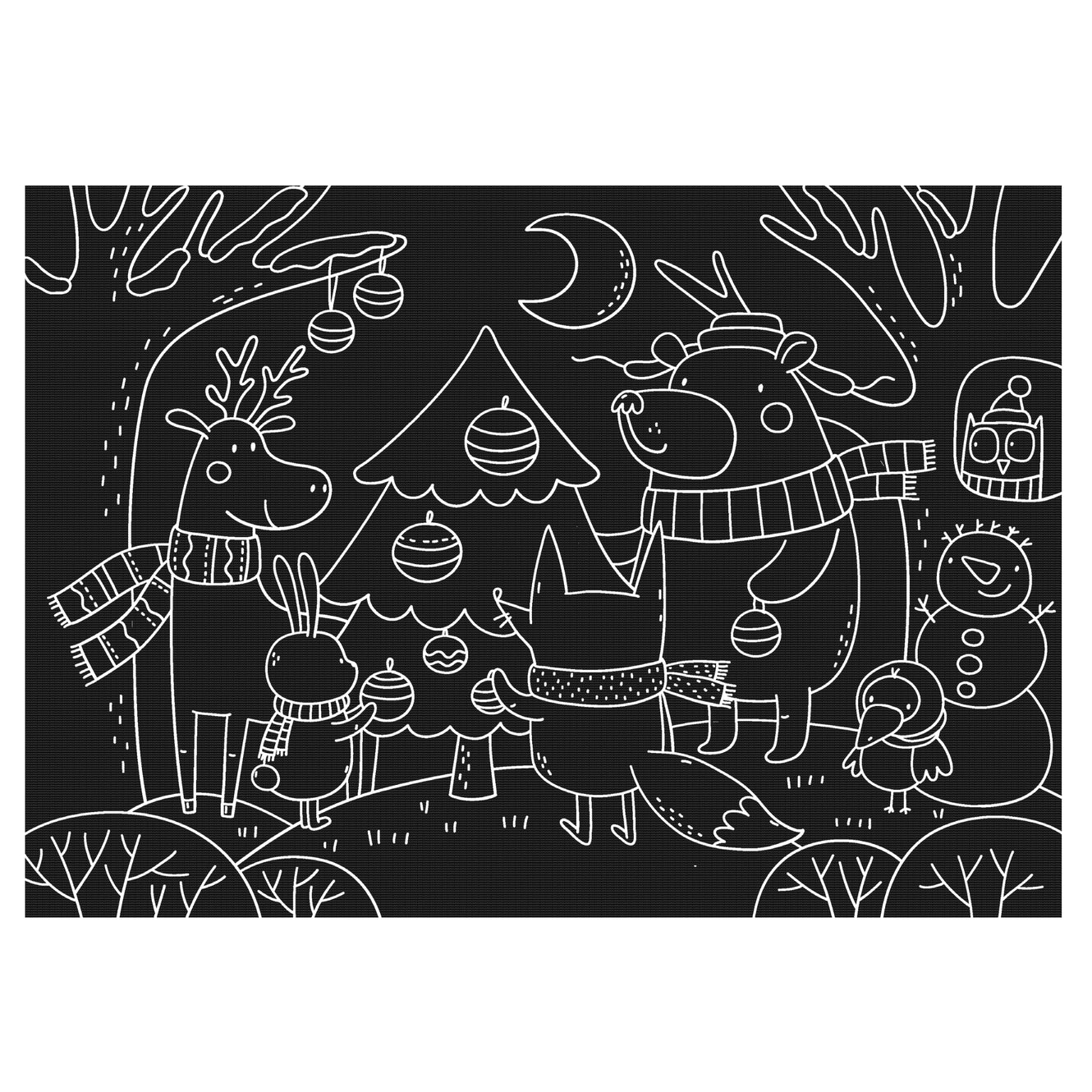 Chalkboard Placemat Coloring Set- Snowman & Forest Friends