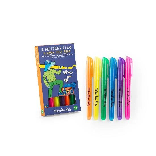 Les Loufoques - 6 Neon Felt Pens