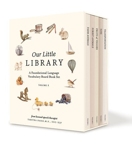 Our Little Library A Foundational Language Vocabulary Board Book Set for Babies, Including Farm Animals, Forest Animals, Fruits and Veggies, Toys, and Transportation