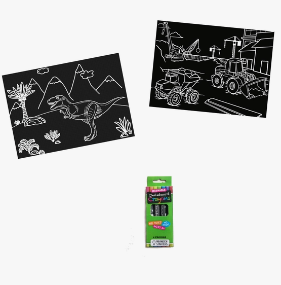 Chalkboard Minimats Dino & Truck Coloring Kit