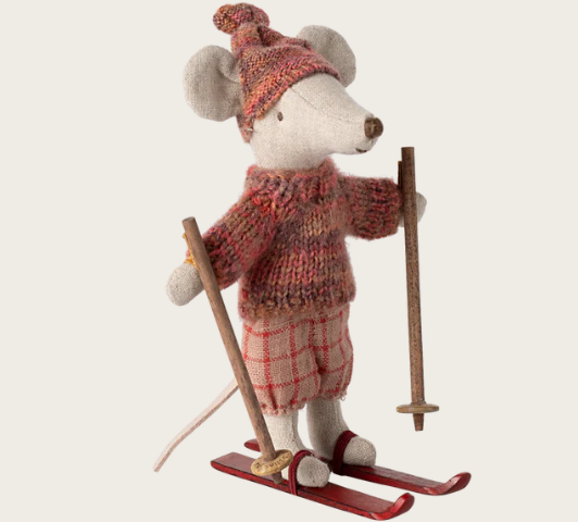 Winter mouse with ski set, Big sister - Rose