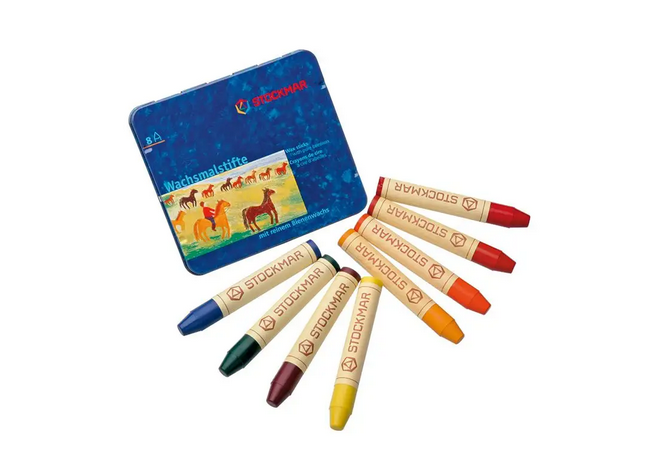 Wax Stick Crayons Waldorf Tin Case - 8 Assorted