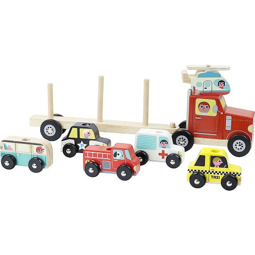 Vehicle - Stacking Truck and Trailer With Vehicles