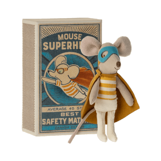 Maileg - Super Hero Mouse, Little Brother in Matchbox